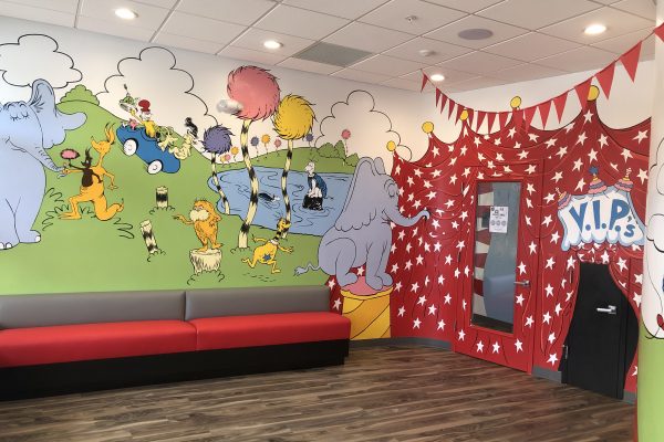 Image: Photo of the waiting room of 210 location, Dr. Seuss theme